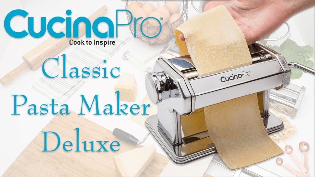 Home chef using CucinaPro Pasta Maker Deluxe to prepare noodles