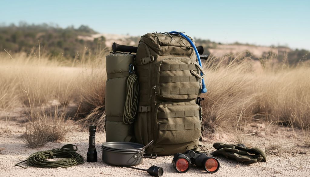 Packed Mardingtop 28L with hydration bladder for camping overnight