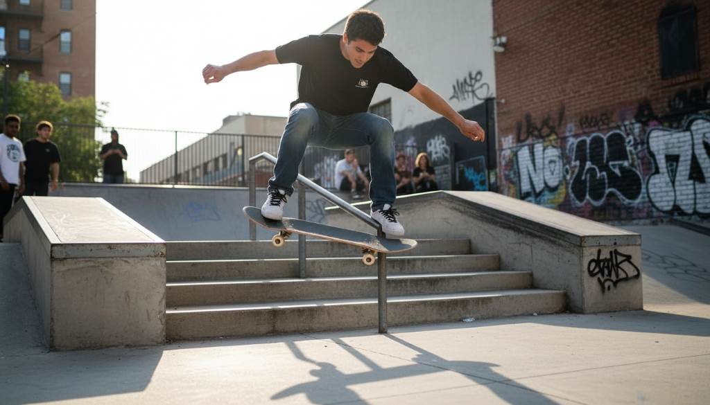Street skater landing trick using precision Independent trucks