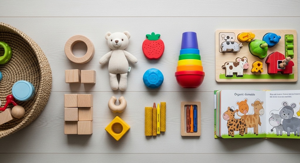 Safe baby toys made from natural materials for toddlers