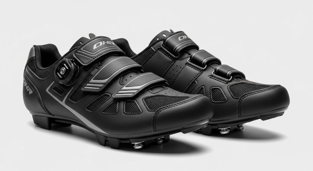 Affordable road bike shoes featuring three-bolt cleat compatibility and breathable mesh panels
