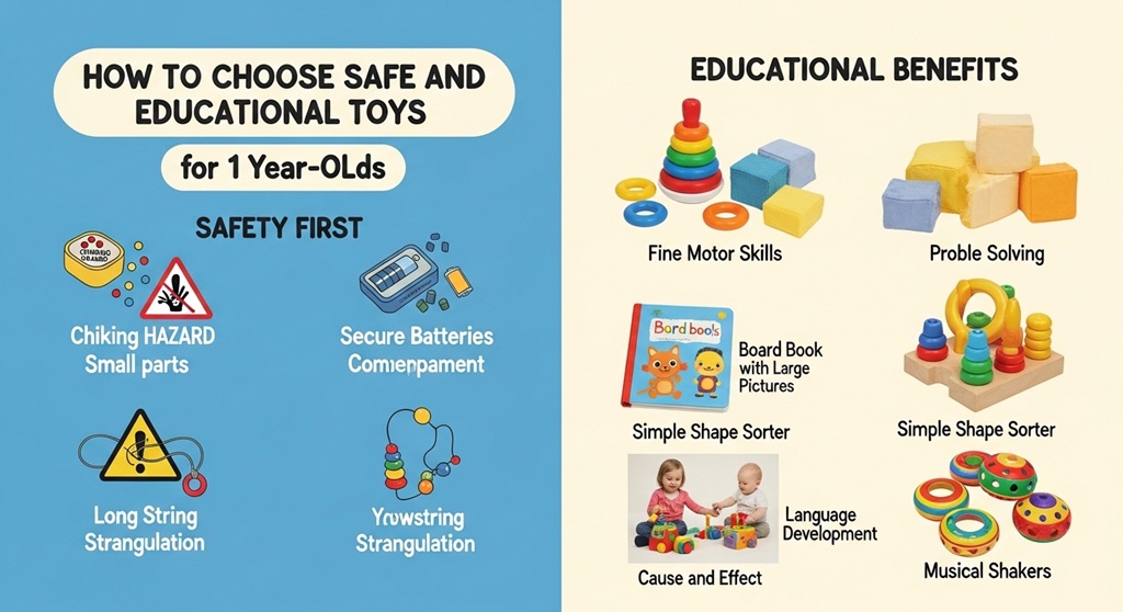 baby playing with developmental stacking toy for 1 year olds