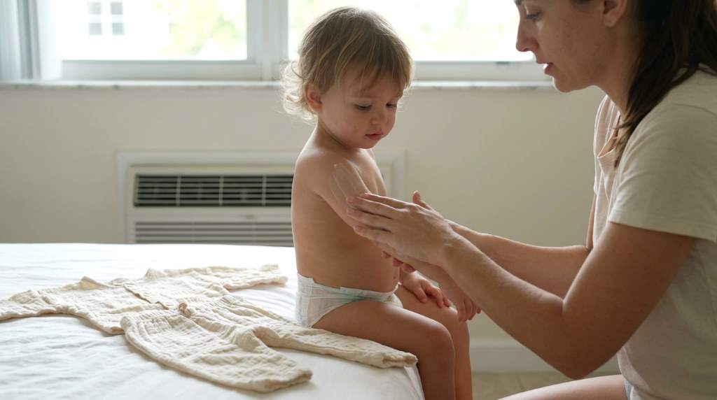 Preventing heat rash with breathable clothing and cooling routine