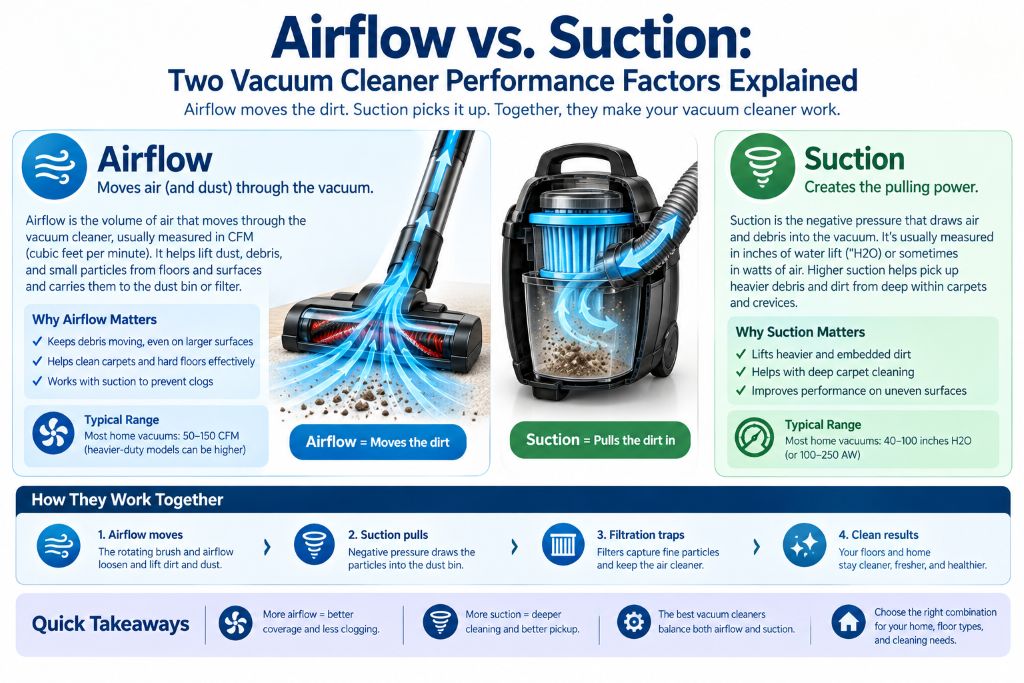 Airflow vs suction in vacuum cleaners