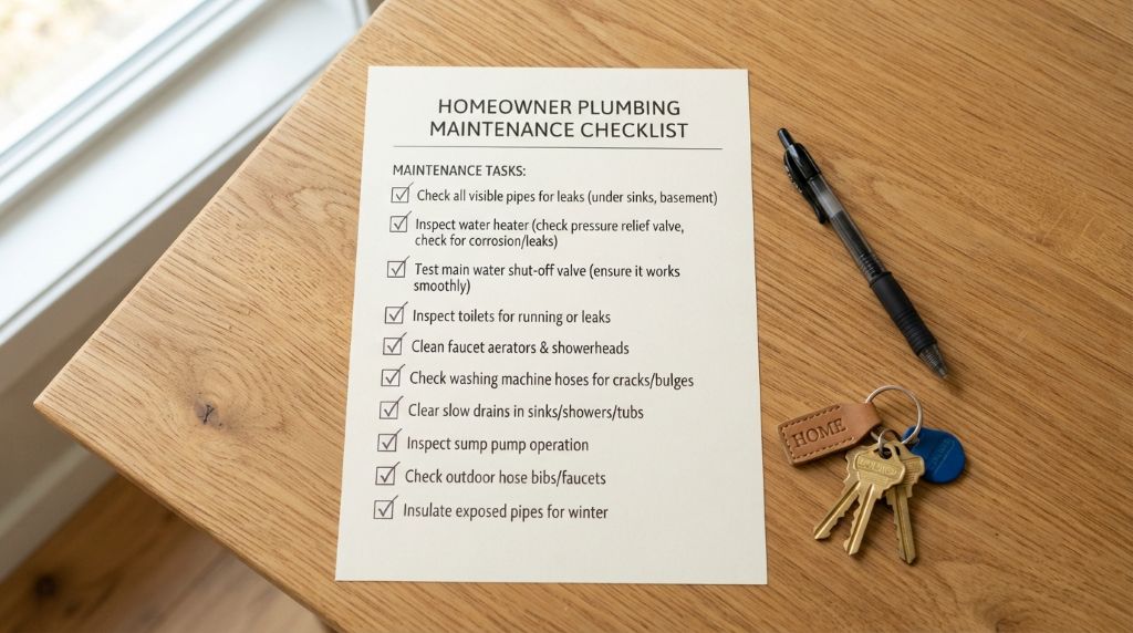 Plumbing maintenance checklist for homeowners