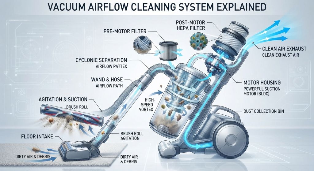 Vacuum airflow cleaning system